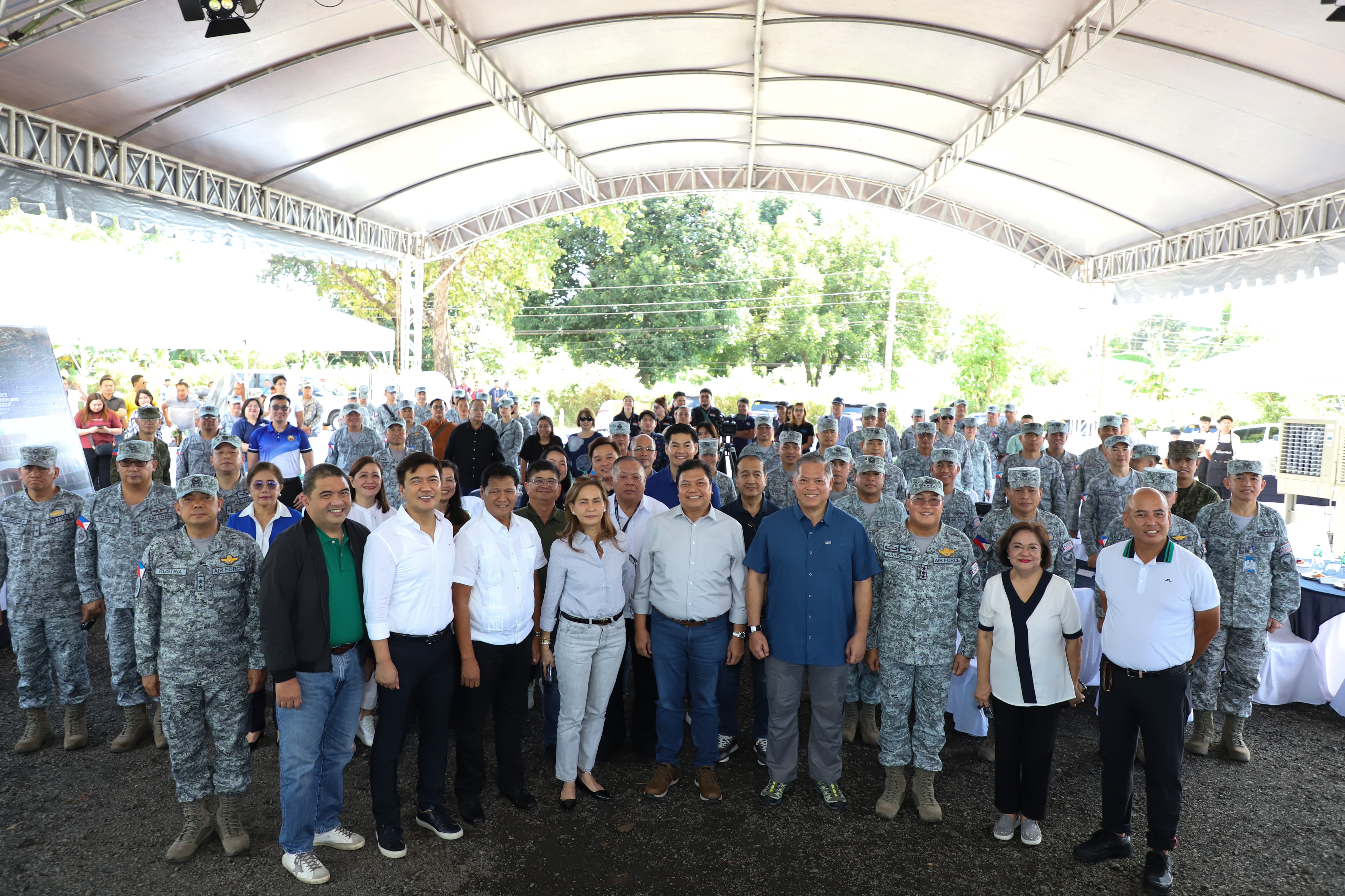 Photo Caption: CIAC President Joseph P. Alcazar, Bamban Municipal Mayor Leonardo D. Anunciacion, CDC President Agnes VST. Devanadera, PAF Technical Working Committee Chairperson MGen Pablo E. Rustia, Jr., BCDA Directors Gerard R. Seno and Roberto A. Flores join the DND and the PAF guests during the capsule laying ceremonies.